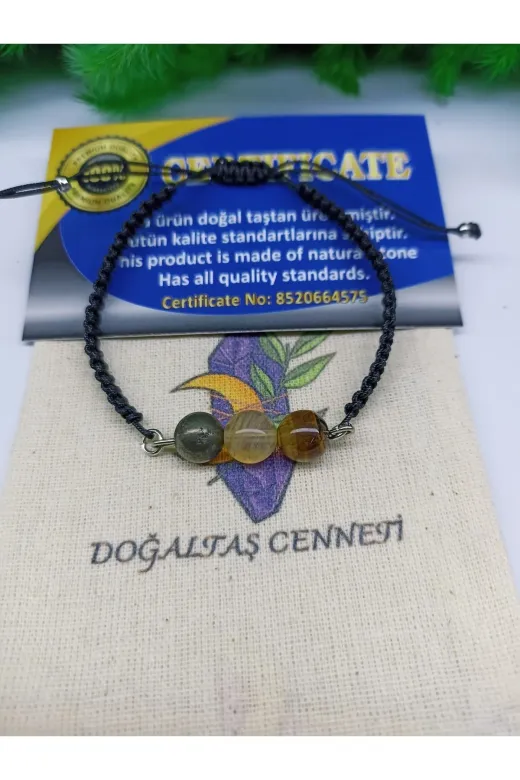 DOĞAL TAŞ CENNETİ PRT-KP-STR520 Bereket -Para Mıknatısı Doğal Taş Bileklik (Sertifikalı)(Makremeli)