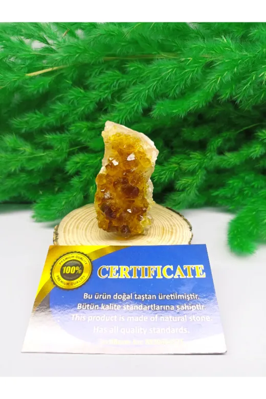 DOĞAL TAŞ CENNETİ SİTRİN05 Sitrin Doğal Taş Standli (Sertifikali)(140 Gram)