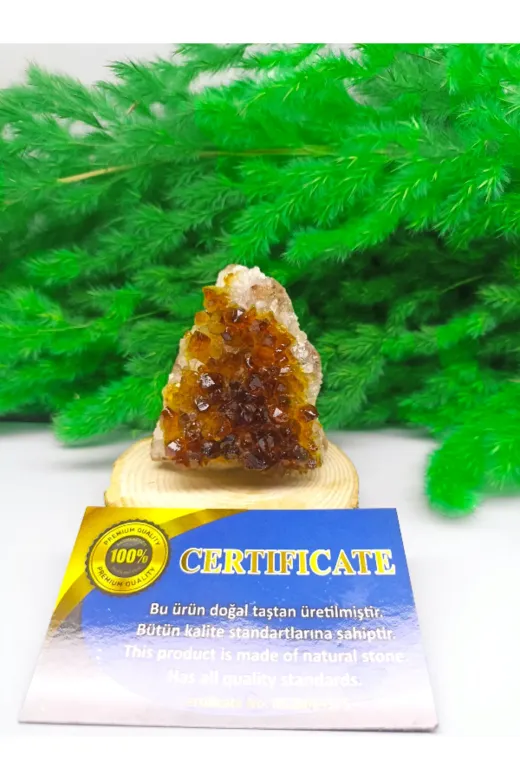 DOĞAL TAŞ CENNETİ SİTRİN06 Sitrin Doğal Taş Standli (Sertifikali)(160 Gram)