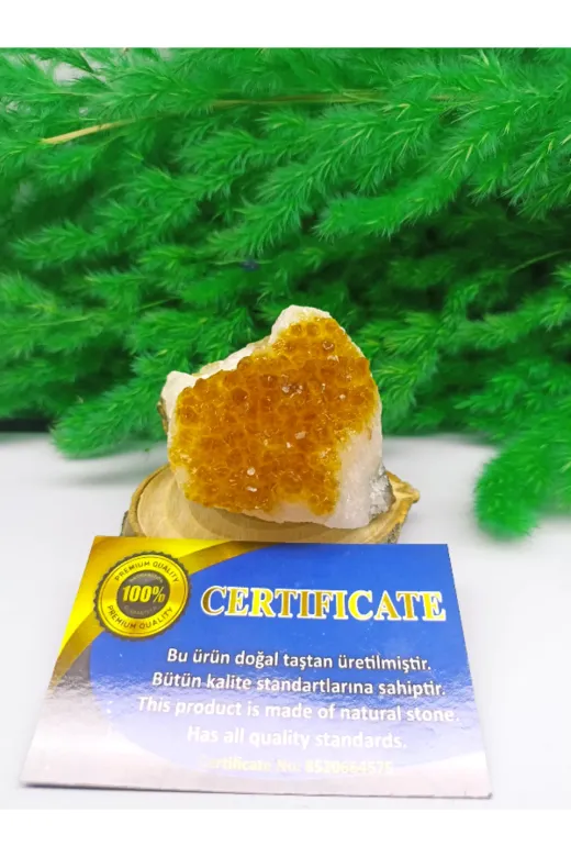 DOĞAL TAŞ CENNETİ SİTRİN08 Sitrin Doğal Taş Standli (Sertifikali)(230 Gram)