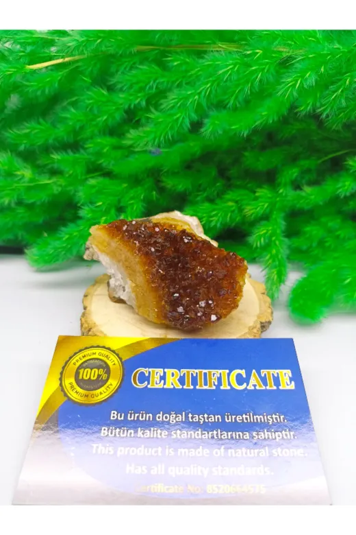 DOĞAL TAŞ CENNETİ SİTRİN09 Sitrin Doğal Taş Standli (Sertifikali)(180 Gram)