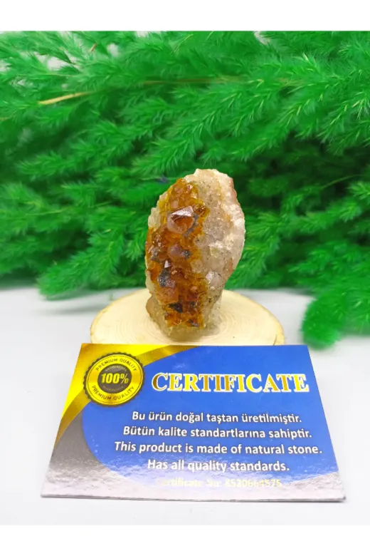 DOĞAL TAŞ CENNETİ SİTRİN14 Sitrin Doğal Taş Standli (Sertifikali)(150 Gram)