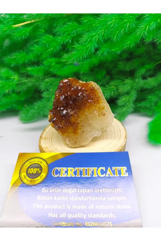 DOĞAL TAŞ CENNETİ SİTRİN15 Sitrin Doğal Taş Standli (Sertifikali)(130 Gram)