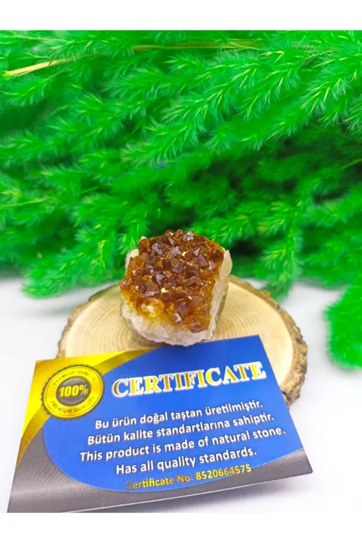 DOĞAL TAŞ CENNETİ SİTRİN17 Sitrin Doğal Taş Standli (Sertifikali)(170 Gram)