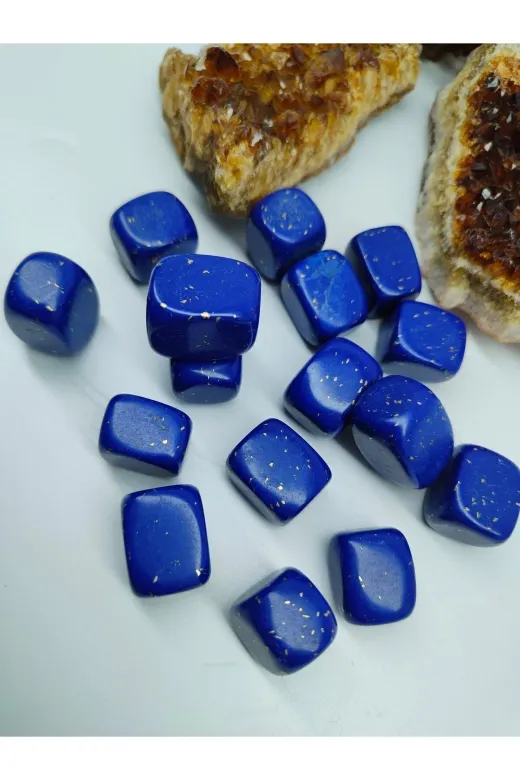 DOĞAL TAŞ DELİSİ LL Lapis Lazuli Doğal Taş Tımbıl (Sertifikalı ) (1 Adet)