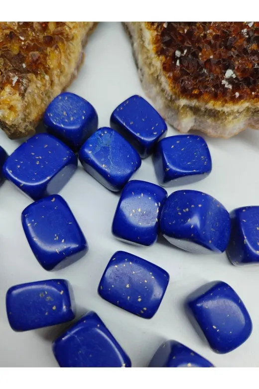DOĞAL TAŞ DELİSİ LL Lapis Lazuli Doğal Taş Tımbıl (Sertifikalı ) (1 Adet)