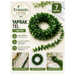 Doğalgaz Borusu Süsü 7 Metre Tel Yaprak Şerit Yapay Taç Sarmaşık Çiçek Süsü