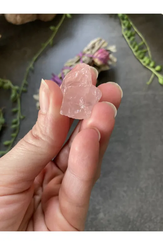 Doğaltaş ADA2 Pembe Kuvars Ve Güllü Adaçayi Demeti, Enerji Temizleme, Meditasyon, Sevgi Ritüel