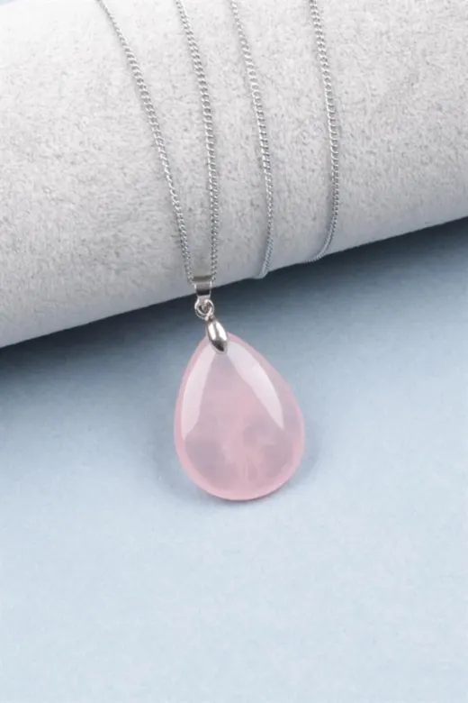 Doğaltaş AYG-3332 Pembe Kuvars Doğal Taş Kolye