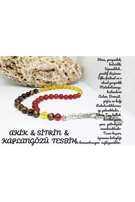 doğaltaşboncukişleri 15253545 Akik & Sitrin & Kaplangözü Tesbih