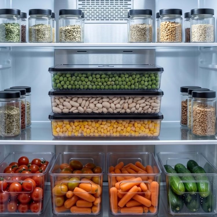 Domasnij Standart 131576697 Unıque Me Fresh Box Premium Saklama Kutusu, Buzdolabı Deepfreeze Difriz Saklama Kabı, Gıda Saklama Kabı, İstiflenebilir Kristal, 1800Ml, 25.5X17X4.6 Cm 3 Adet