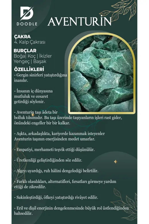 DOODLE 1003411220523006 Enerji Deposu Elmas Kesim Aventurin Doğaltaş Kolye