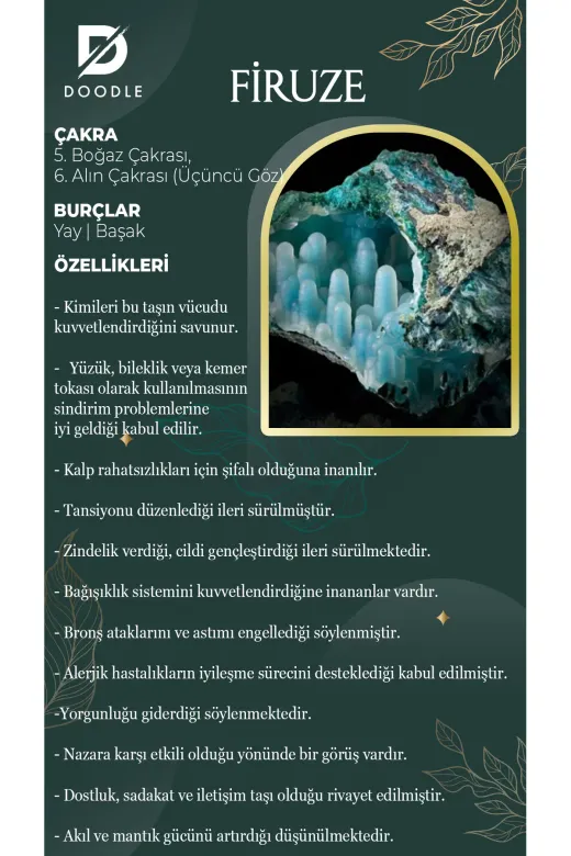 DOODLE 1003411220523007 Sevgililere Ve Arkadaşlara Firuze Doğaltaş Kolye Seti