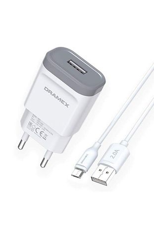 Dramex D21M 2.0A Micro Usb Beyaz Renkli Hızlı Şarj Aleti