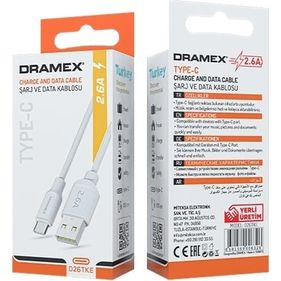 Dramex D21TK D26Tke 2.6 A Type-C – Usb Şarj Ve Data Kablosu