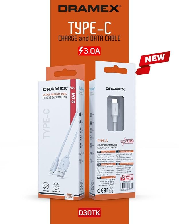 Dramex D30Tk Type-C Data/şarj Kablosu 3.0A