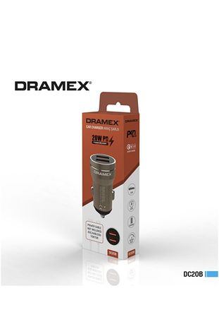 Dramex DC20B Araç Oto Çakmaklık Şarj Cihazı 3.1Amper Pd20W Çift Usb Giriş