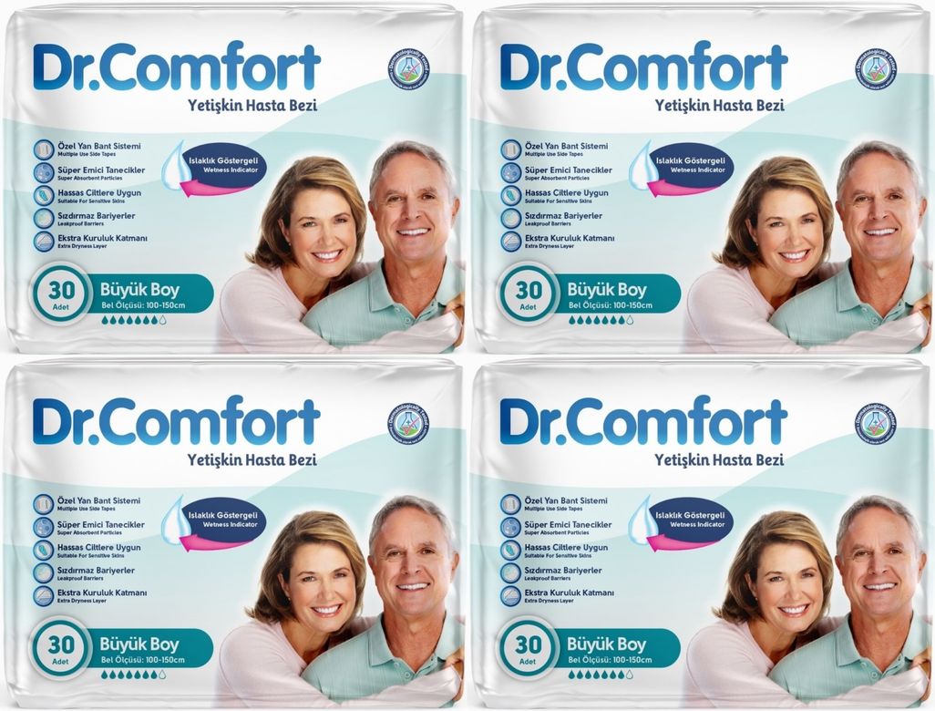 Dr.Comfort Yetişkin Bezi Bel Bantlı Tekstil Yüzeyli  L - Büyük - Large 120 Adet