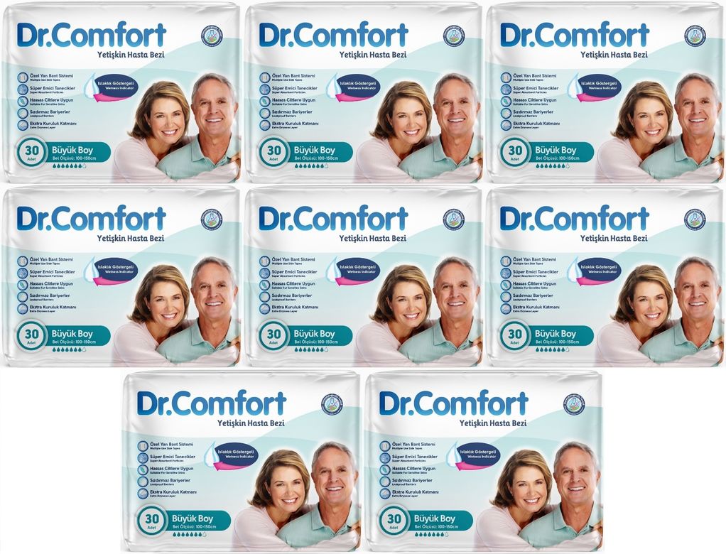 Dr.Comfort Yetişkin Bezi Bel Bantlı Tekstil Yüzeyli  L - Büyük - Large 240 Adet