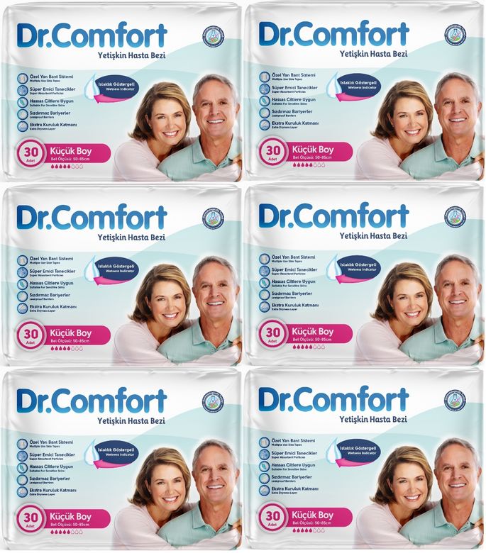 Dr.Comfort Yetişkin Bezi Bel Bantlı Tekstil Yüzeyli S - Küçük - Small 180 Adet 6Pk x 30