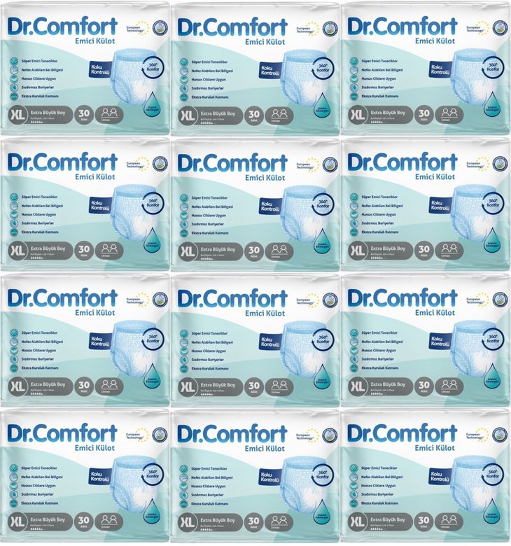 Dr.Comfort Yetişkin Bezi Emici Külot Ekstra Büyük XL 360 Adet 12Pk x 30