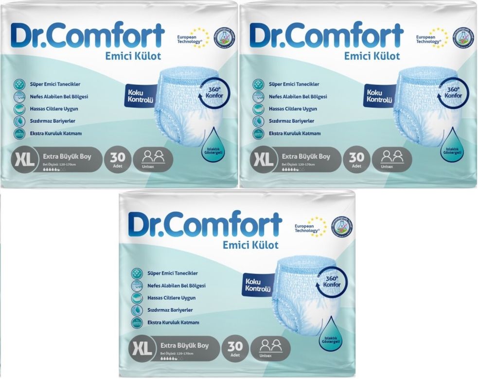 Dr.Comfort Yetişkin Bezi Emici Külot Ekstra Büyük XL 90 Adet 3Pk x 30
