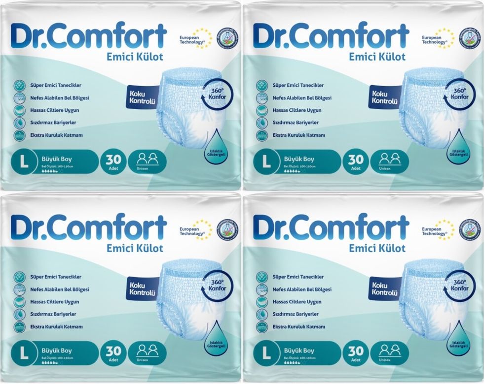 Dr.Comfort Yetişkin Bezi Emici Külot L-Büyük 120 Adet 4Pk x 30