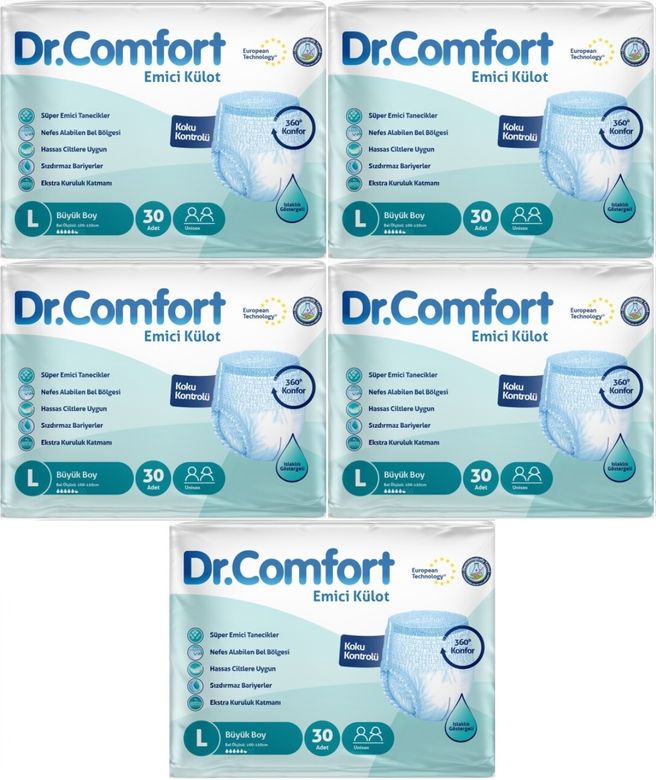 Dr.Comfort Yetişkin Bezi Emici Külot L-Büyük 150 Adet 5Pk x 30