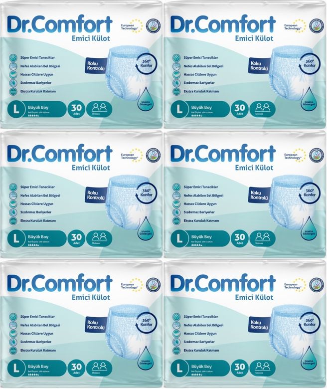Dr.Comfort Yetişkin Bezi Emici Külot L-Büyük 180 Adet 6Pk x 30