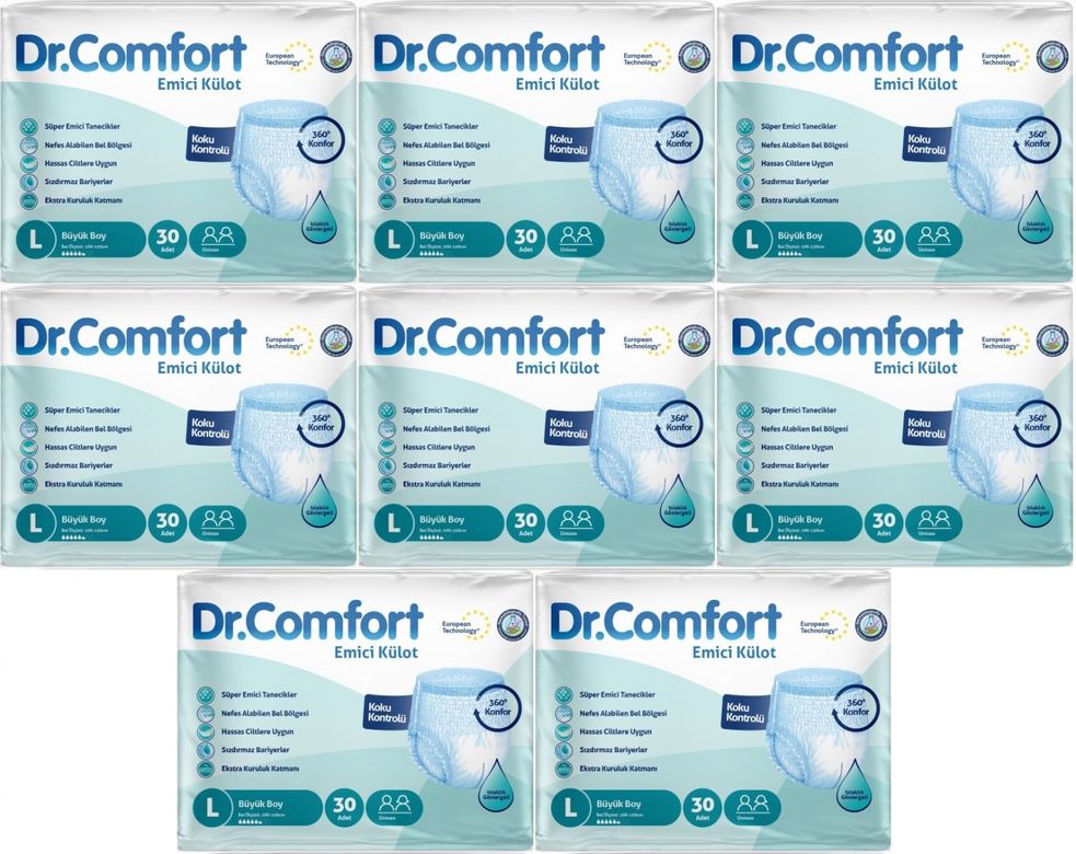 Dr.Comfort Yetişkin Bezi Emici Külot L-Büyük 240 Adet 8Pk x 30