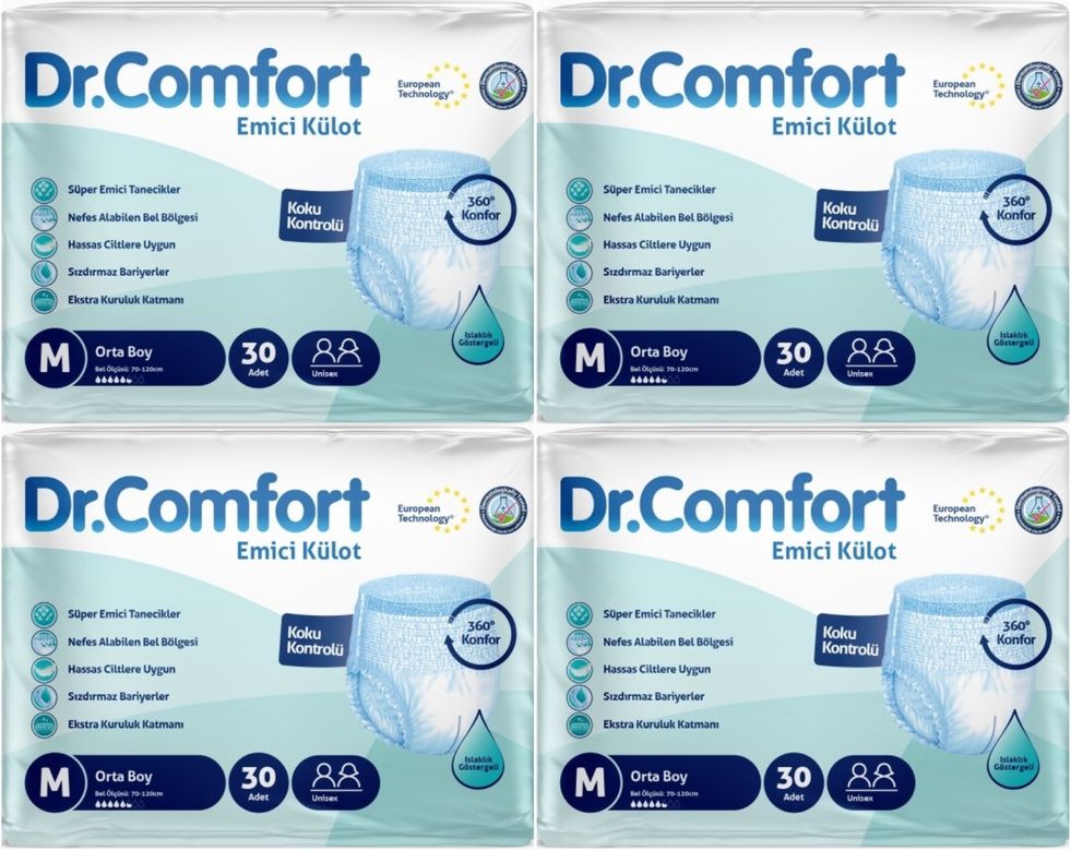 Dr.Comfort Yetişkin Bezi Emici Külot M-Orta 120 Adet 4Pk x 30