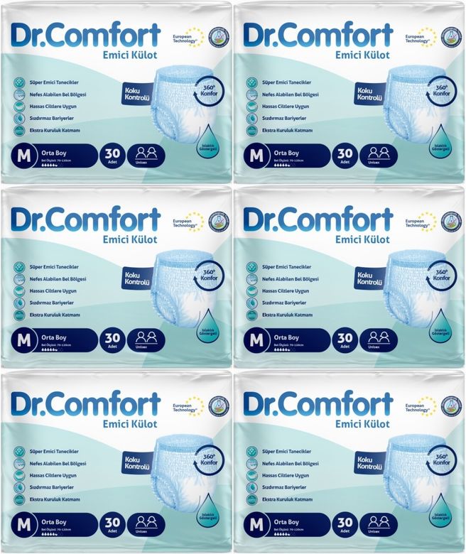 Dr.Comfort Yetişkin Bezi Emici Külot M-Orta 180 Adet 6Pk x 30