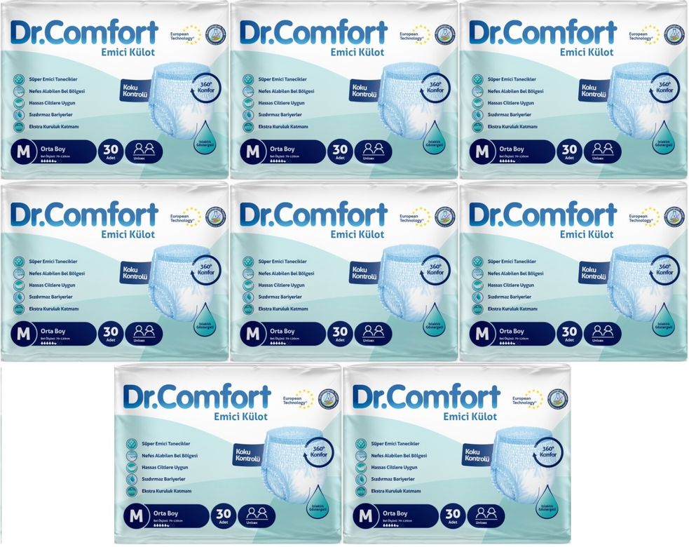 Dr.Comfort Yetişkin Bezi Emici Külot M-Orta 240 Adet 8Pk x 30