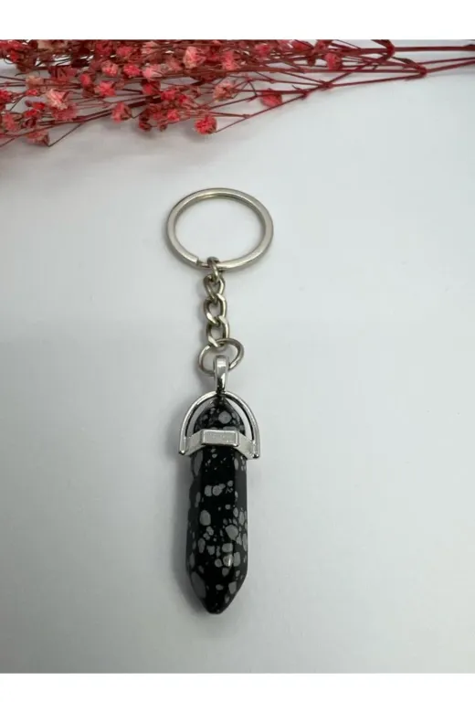 DUALAR HAZİNESİ TYCYNYL1ZN170345156635061 Siyah Obsidyen Gerçek Doğal Taş Anahtarlık