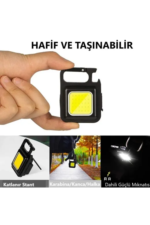 DUHALINE DHLNANHTRLK1001 Mini Anahtarlık Fener 800 Lümen Şarjlı Kamp Balıkçı Tamirci Çalışma Feneri Çok Fonksiyonlu Taşınablr
