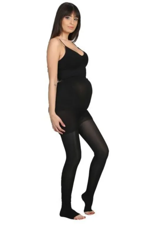 Dukavas SİYAHHAMİLEAÇIK Orta Basınçlı (23 - 32 Mmhg) Hamile Külotlu Varis Çorabı Siyah (Burnu Açık)