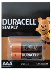 Duracell 1.5 Volt İnce Kalem Pil AAA Kartela 2 Li Paket Halinde