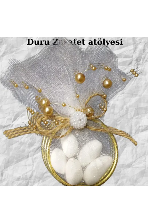 Duru Zarafet Atölyesi DTA-HB-01 Halka Içinde Beyaz Şeker Kına Nişan Hediyelik