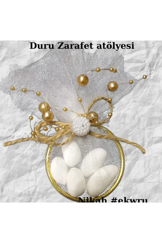 Duru Zarafet Atölyesi DTA-HB-01 Halka Içinde Beyaz Şeker Kına Nişan Hediyelik