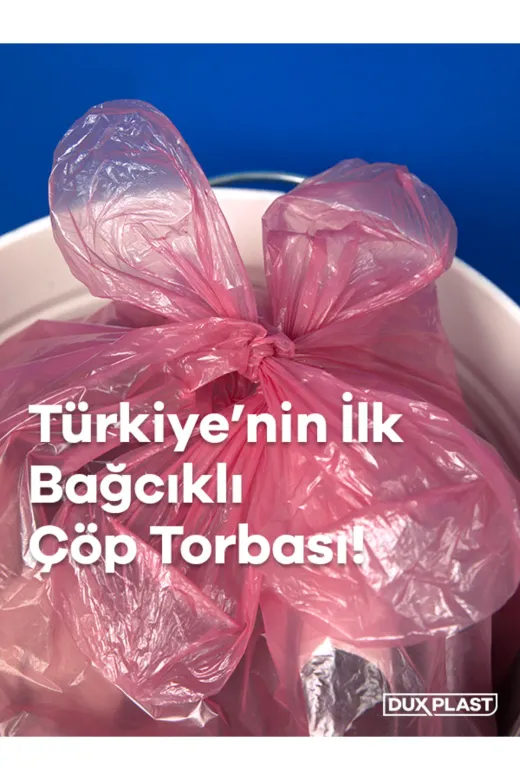 DuxPlast COB-2305 Bağcıklı Çöp Torbası - Orta Boy Çilek Kokulu 55X63 Cm - 5 Paket - 5X15= 75 Adet