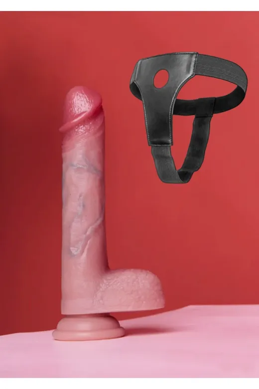 DUYUMSAL DUY17CM 17 Cm Realistik Ten Dokusunda Dildo Kemer Hediyeli