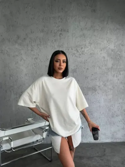 Düz Biskilet Yaka T-shirt - Beyaz - S - Beyaz