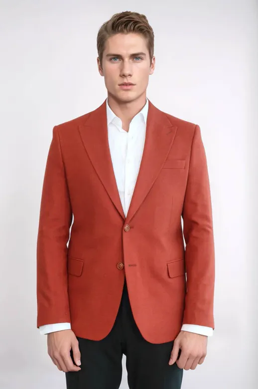 Düz Slim Fit Spor Bordo Erkek Ceket - Wessi