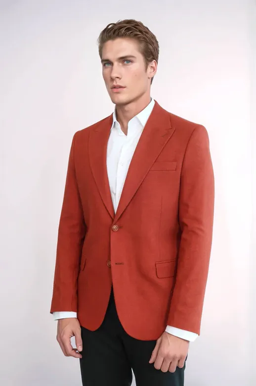 Düz Slim Fit Spor Bordo Erkek Ceket - Wessi