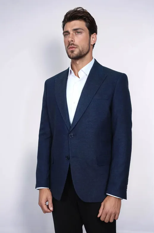 Düz Slim Fit Spor Lacivert Erkek Ceket - Wessi