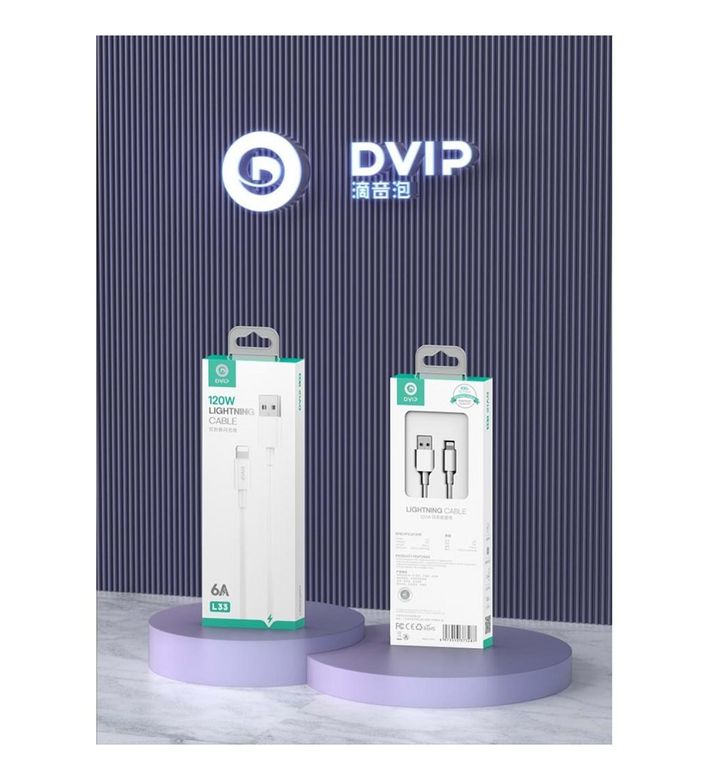 DVIP AK00239 Dvıp L33 6A 120W Usb To Lightning Data Ve Hızlı Şarj Kablosu 1M Beyaz