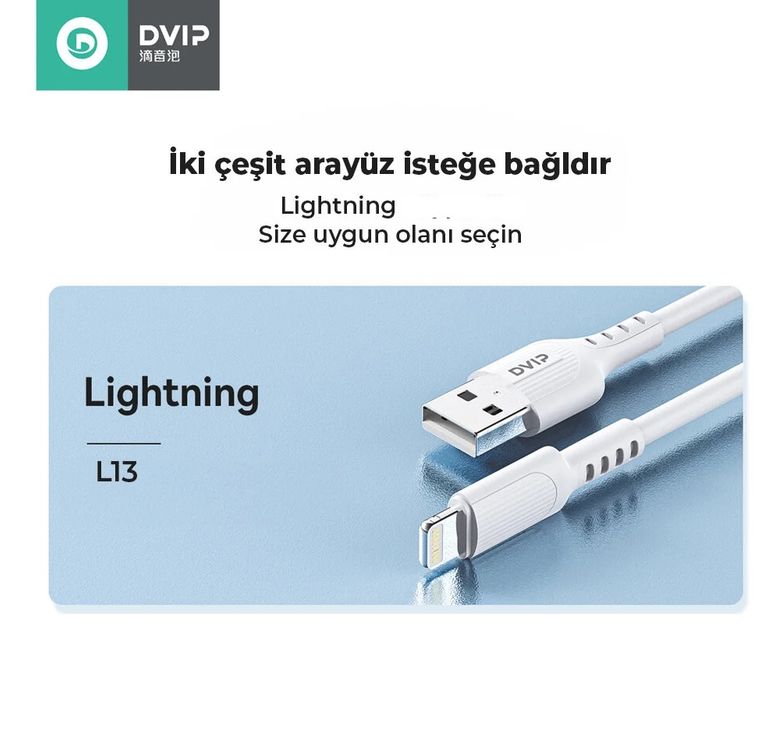 DVIP Dvıp L13 6A 110W Usb-A To Lightning Data Ve Hızlı Şarj Kablosu