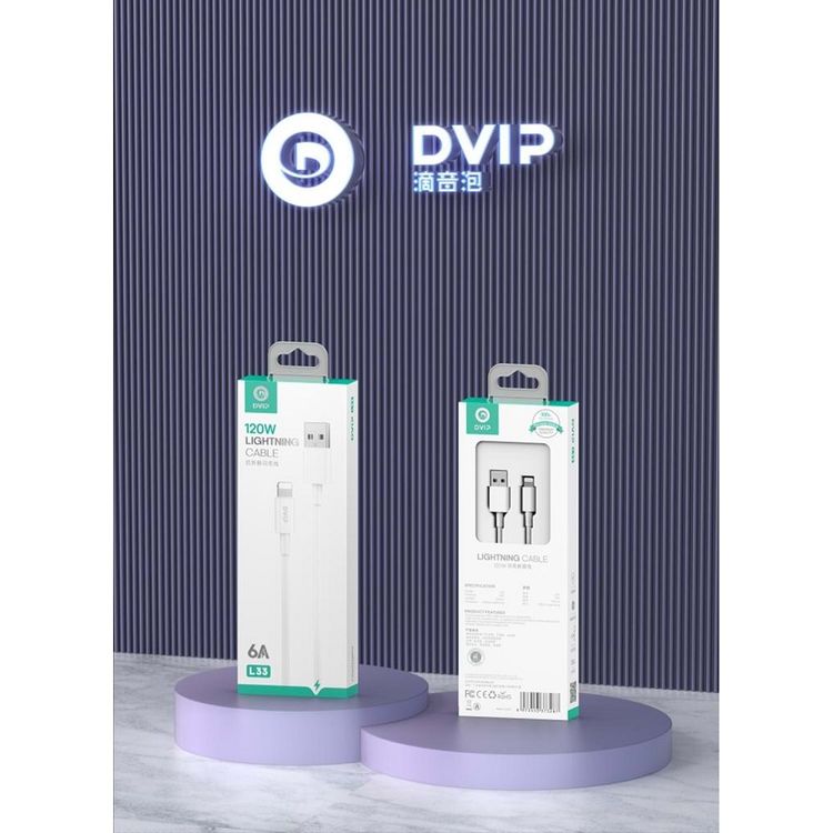 Dvip L33 6A 120W Usba To Lightning Data Ve Hızlı Şarj Kablosu 1M Beyaz
