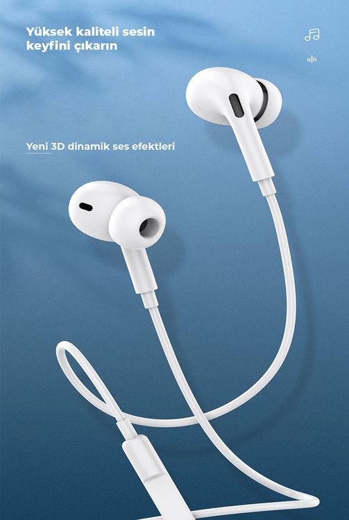 Dvip S3 3.5Mm Jack Girişli Mikrofonlu Kablolu Beyaz Kulak İçi Kulaklık