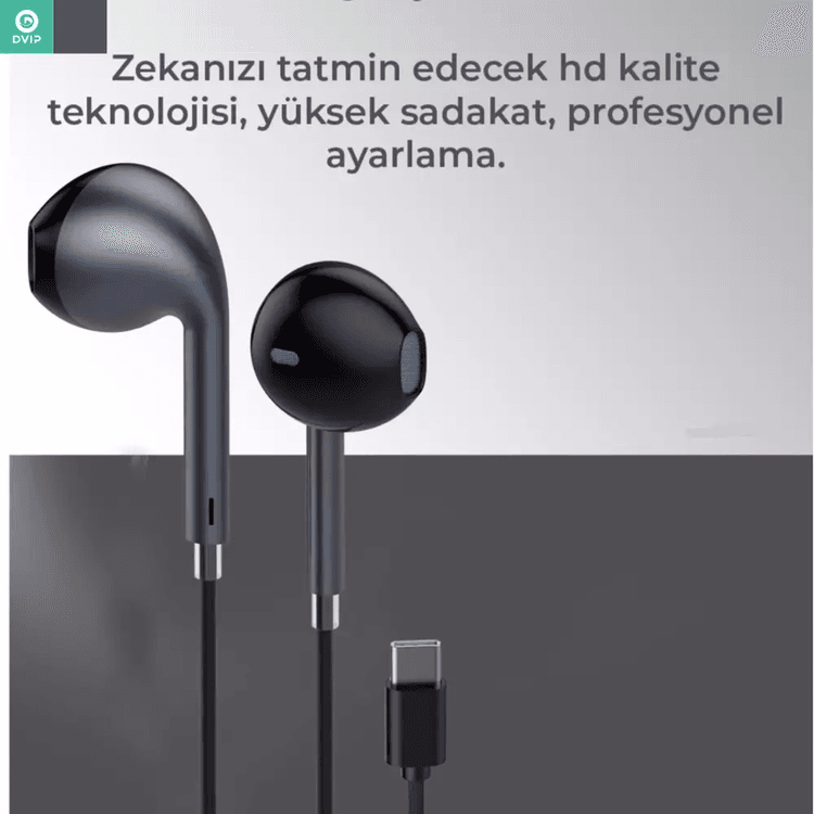 Dvip T400 Type-C Girişli Kablolu Kulaklık Siyah